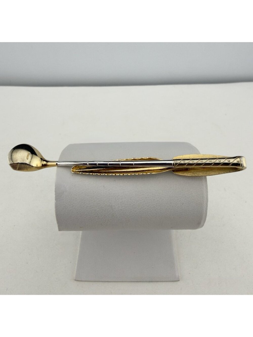 Vintage Golf Club Tie Clip Bar Gold and Silver Tone Hickok Sports Formal 3”
